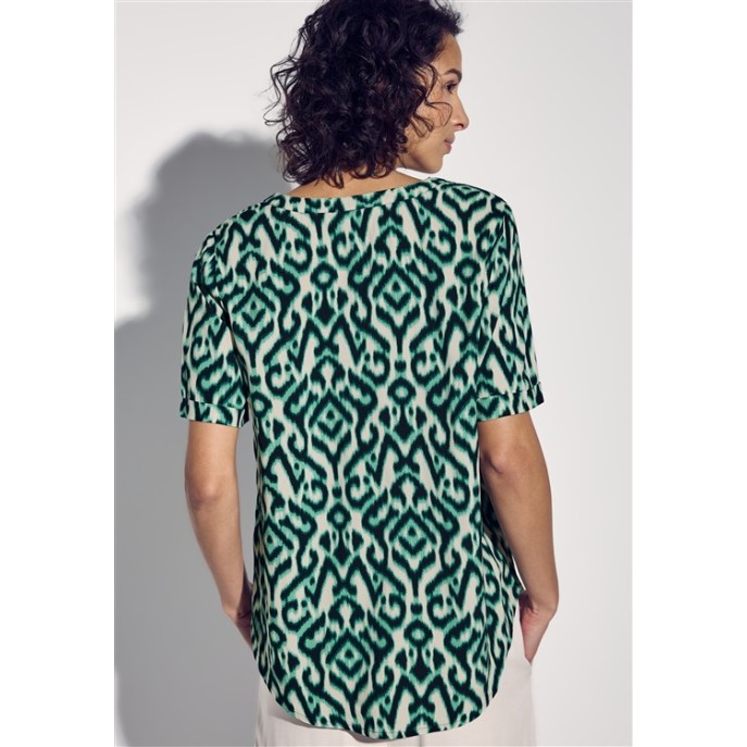 Street One blouse Km groen ecru zwart